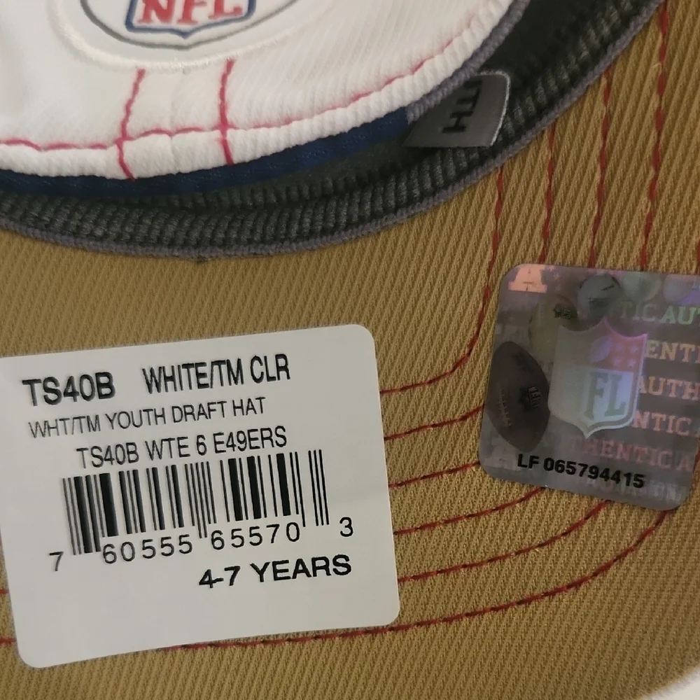 Reebok 49ers Youth White and Red Cap